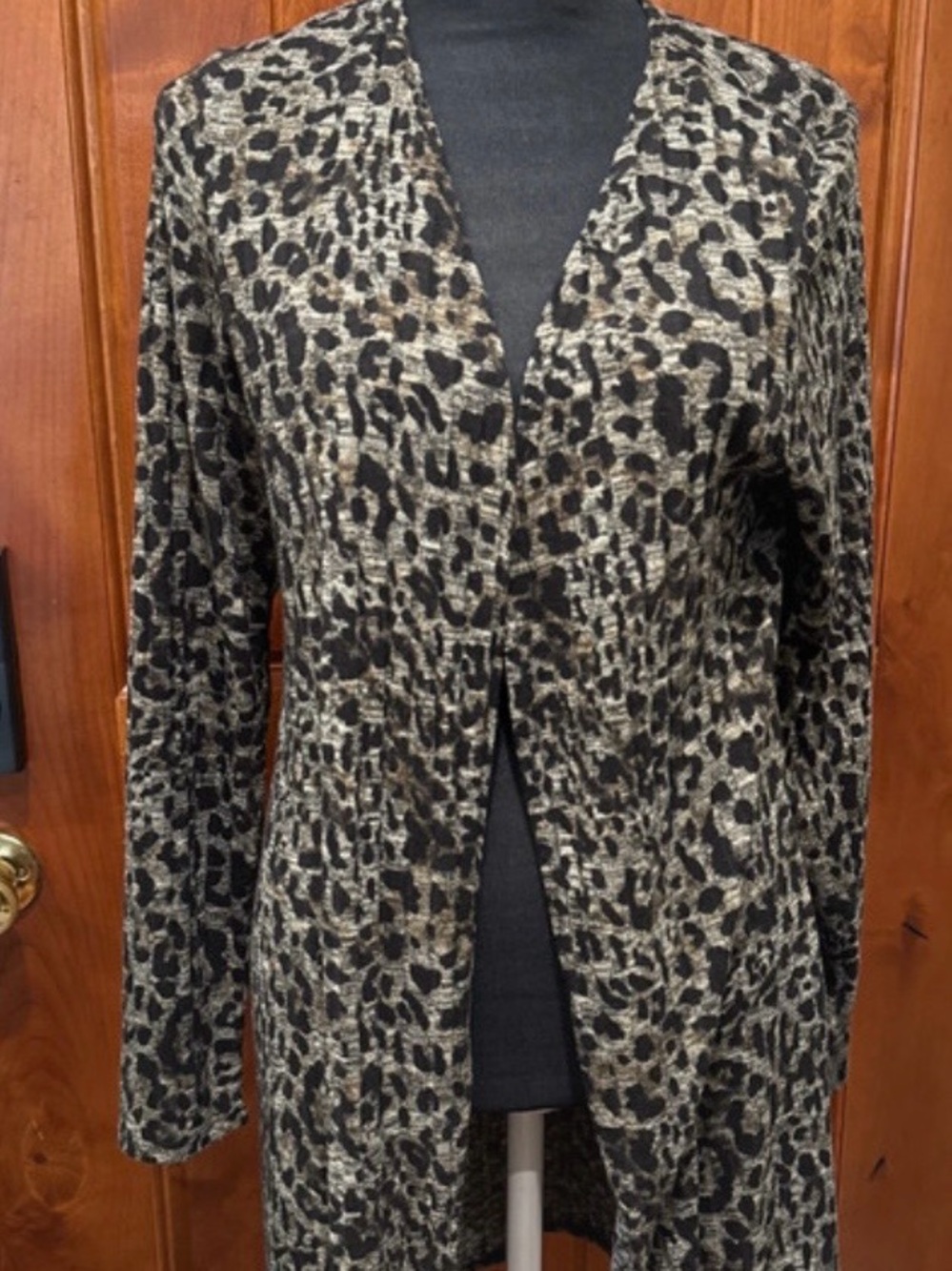 Apt. 9 Black and Tan Leopard-Print Open Front Blazer Jacket